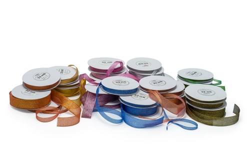 Wstążka brokatowa 25mm/32m niebieska WB7005