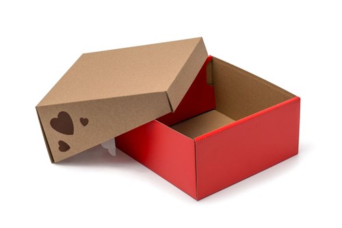 Pudełko ozdobne z wiekiem EKO SERCE CZERWONE 200x200x100mm