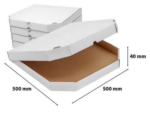 Opakowanie do pizzy 500x500x40 mm z kartonu – pakiet 10 sztuk