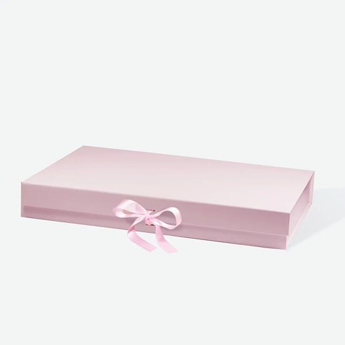 Różowe pudełko magnetyczne XL 500x340x70mm ze wstążką do eleganckiego pakowania