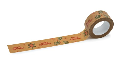 Taśma Świąteczna Papierowa Merry Christmas +Śnieżki 48mm/50m