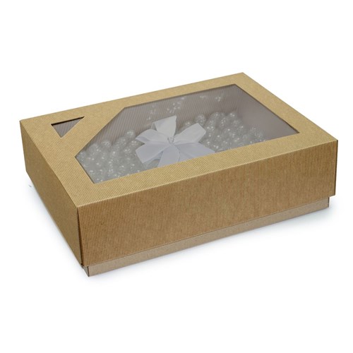 Pudełko karbowane wieczkowe 400x310x120mm z oknem