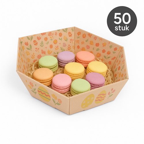 Zdjęcie 50 tacek ustawionych w stosy, pastelowy nadruk wiosenny.