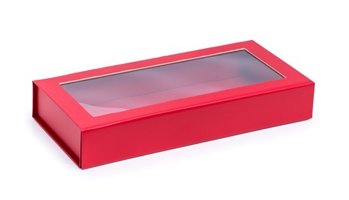 Pudełko Magnetyczne Czerwone z Okienkiem 345x150x55mm(zew) Prezentowe