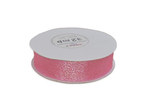 Wstążka brokatowa 25mm/32m różowa WB7011