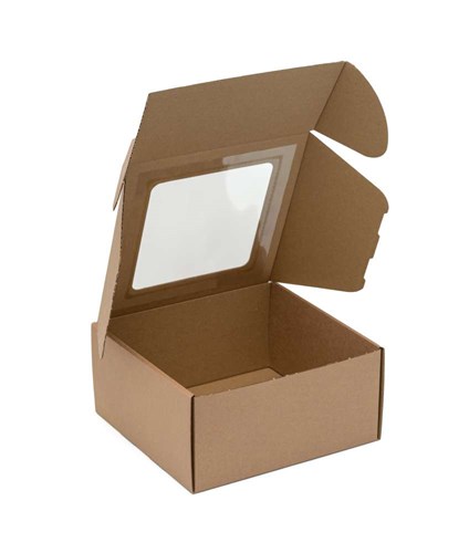 Pudełko ozdobne z oknem 200x200x100mm brąz