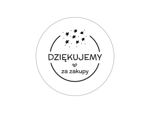 Naklejki okrągłe Białe Fi35mm Dziękujemy za zakupy