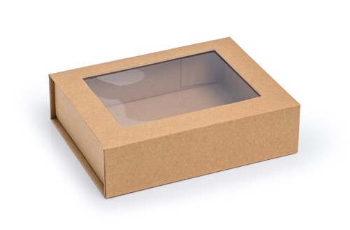 Pudełko Mag. Kraft z Oknem 200x150x55mm (zew.) Na prezent