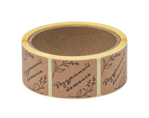 Naklejki Kraft 35x40mm Przyjemność dawania, 200szt. na rolce