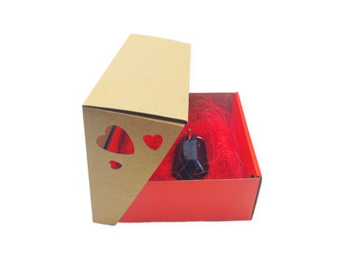 Pudełko ozdobne z wiekiem EKO SERCE CZERWONE 200x200x100mm