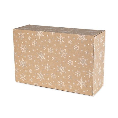 Pudełko świąteczne 375x245x140mm (wym. zewn.) Śnieżynki F421