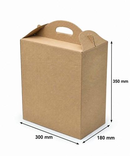 Brązowe karbowane pudełko z uchwytem 300x180x350mm F217 z tektury falistej