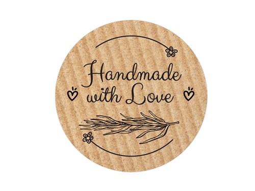 Naklejki okrągłe Kraft Handmade with Love - wzór 4