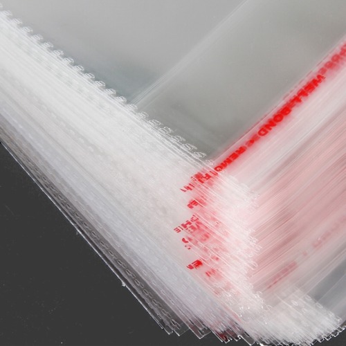 Torebki foliowe z taśmą 6,6x8,7+2,5cm 100szt