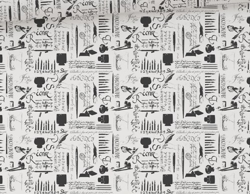 Papier ozdobny SZARY KALIGRAFIA 0,69x50m