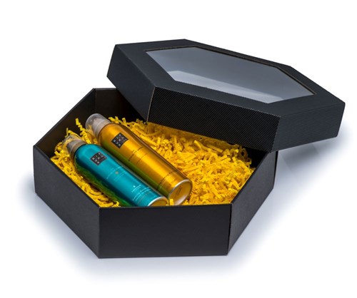 Pudełko karbowane czarne 380x380x90mm z oknem