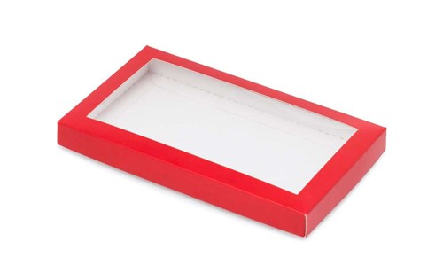 Pudełko ozdobne czerwone 200x120x20mm z oknem