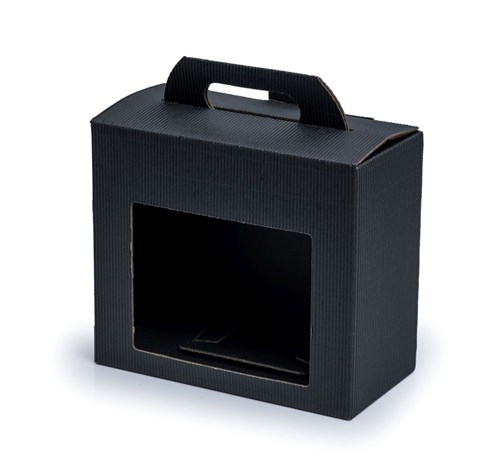Pudełko karbowane czarne okno 2 słoiki 190x90x160