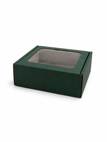 Pudełko ozdobne 150x150x50 mm zielone z oknem