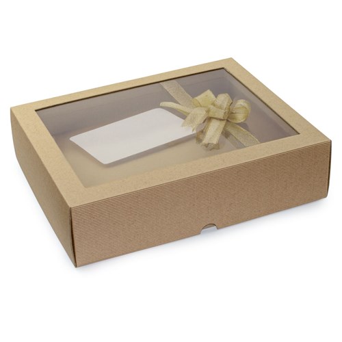 Pudełko karbowane wieczkowe 355x225x90mm z oknem