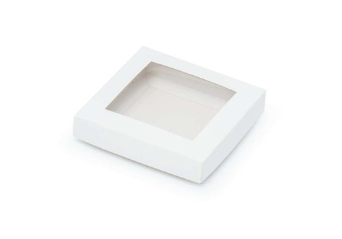 Pudełko ozdobne białe 105x105x20mm z oknem