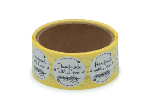 Naklejki okrągłe Białe Handmade with Love - wzór 8