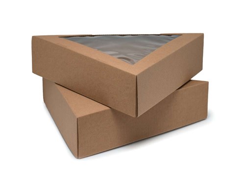 Pudełko karbowane z oknem 3-kątne 410x90mm