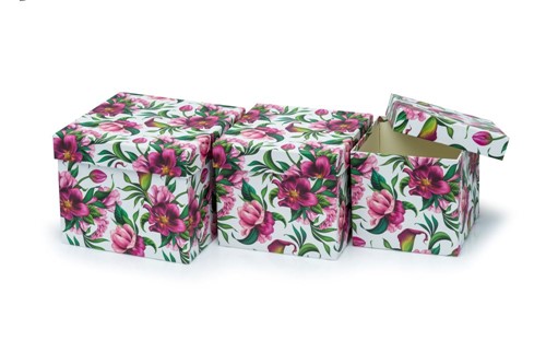 Zestaw pudełek flowerbox KWADRAT KWIATY (3 szt.)