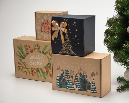 Pudełko świąteczne składane XL 250x250x150mm K-8082BW Czarne