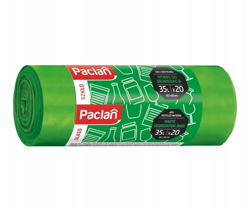 Paclan worek do segr szkło 35l 20 szt zielony