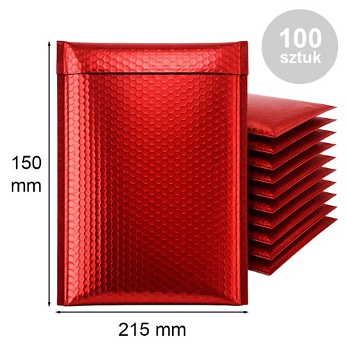 Koperty bąbelkowe metaliczne czerwone C13 100szt