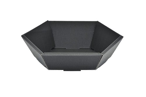 Taca 6-kątna kosz prezentowy karbowana czarny Duży 245x290mm