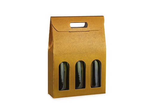 Pudełko K-873 na wino potrójne (na 3 butelki) Złote