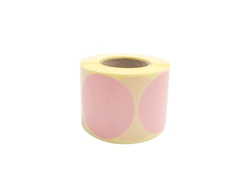 Naklejki okrągłe o średnicy 35mm, rolka 500szt. Różowe Jasne