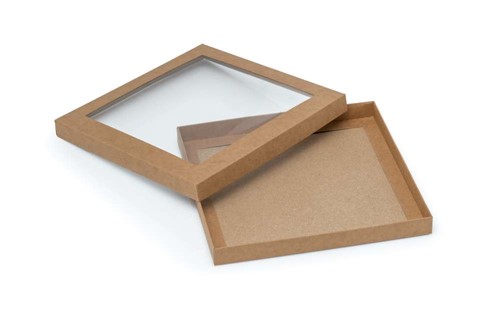Pudełko ozdobne kraft 210x210x20mm z oknem