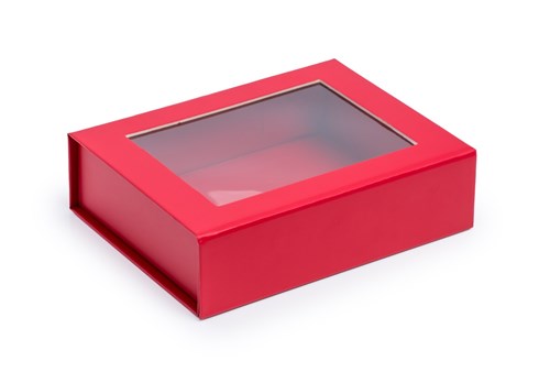Pudełko Magnetyczne Czerwone z Oknem 200x150x55mm (zew) B6 Ozdobne