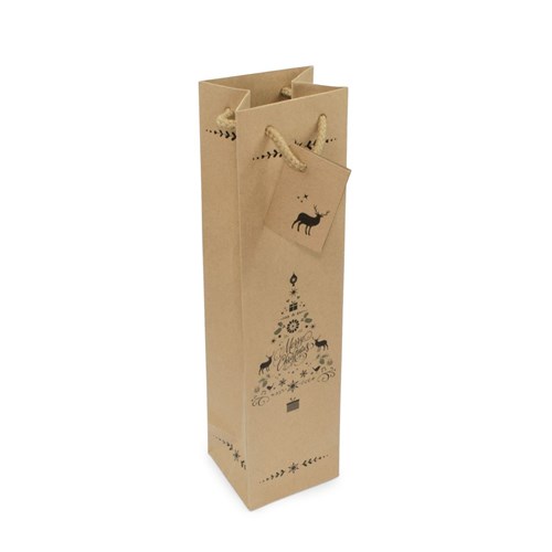Świąteczna torebka Premium na 1 wino MC 325x89x89mm