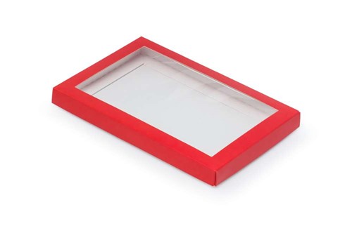 Pudełko ozdobne czerwone 220x150x20mm z oknem