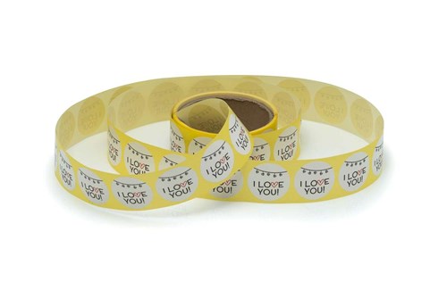Naklejki okrągłe Białe Fi35mm I Love You 4 /200szt