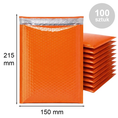 Koperty bąbelkowe metaliczne 150x215mm Pomarańczowe 100szt