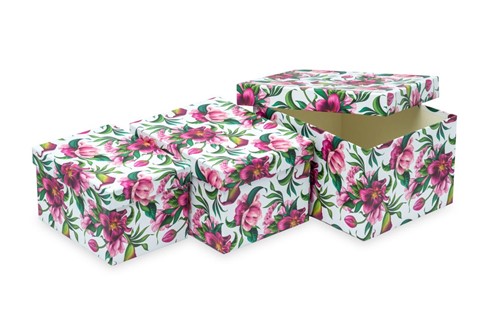 Zestaw pudełek flowerbox PROSTOKĄT KWIATY (3 szt.)