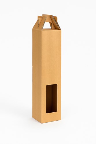 Eleganckie pudełko karbowane na butelkę wina – 90x90x315 mm