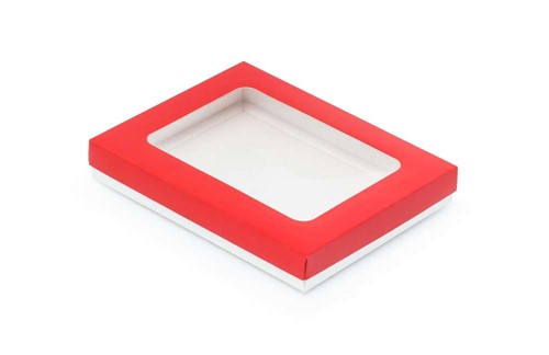 Pudełko ozdobne czerwone 195x155x30mm z oknem