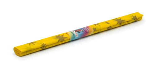 Bibuła Marszczona 50x200cm Złote Gwiazdy Żółta