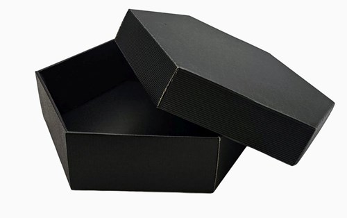 Pudełko karbowane czarne sześciokątne heksagon 240x240x90mm