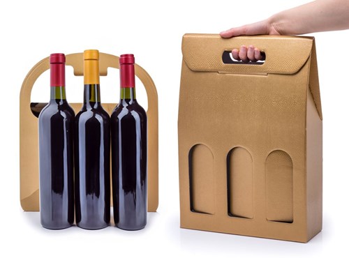 Pudełko K-873 na wino potrójne (na 3 butelki) Złote