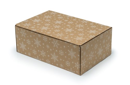 Pudełko świąteczne 375x245x140mm (wym. zewn.) Śnieżynki F421