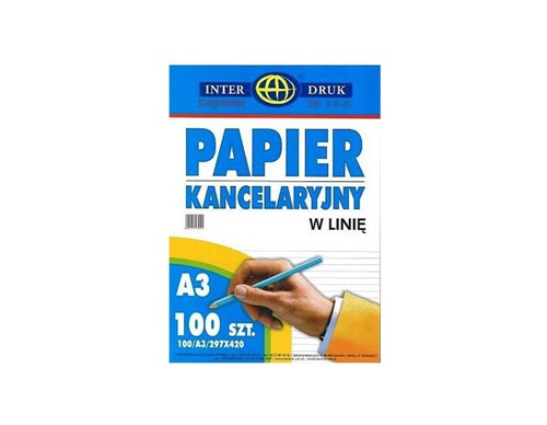 Papier kancelaryjny A3 100 ark. LINIA