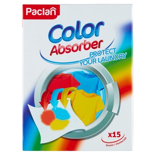 Paclan Color Absorber – chusteczki do prania, ochrona kolorów, 15 sztuk