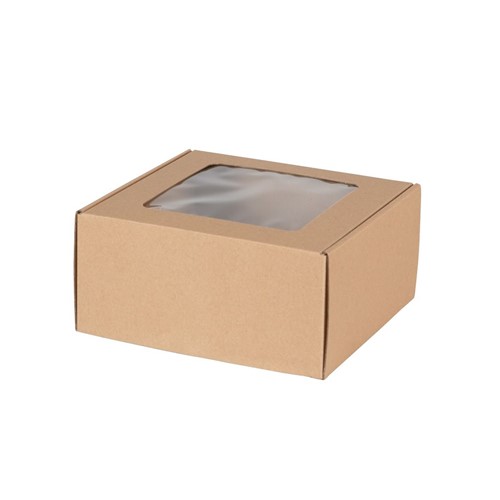 Pudełko ozdobne z oknem 200x200x100mm brąz